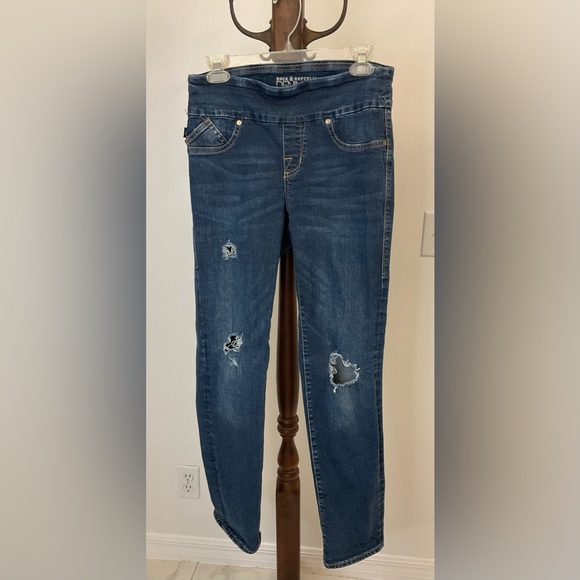 Rock & Republic Denim Rx Elastic Waist Denim Fever Legging Distressed - Picture 3 of 5